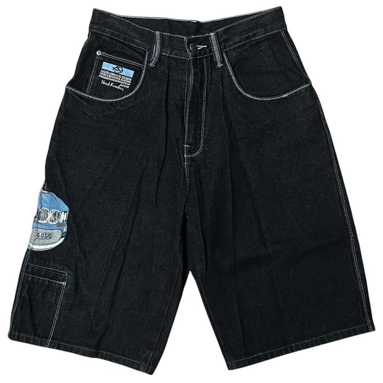 School Of Hard Knocks Embroidered Black Baggy Jorts