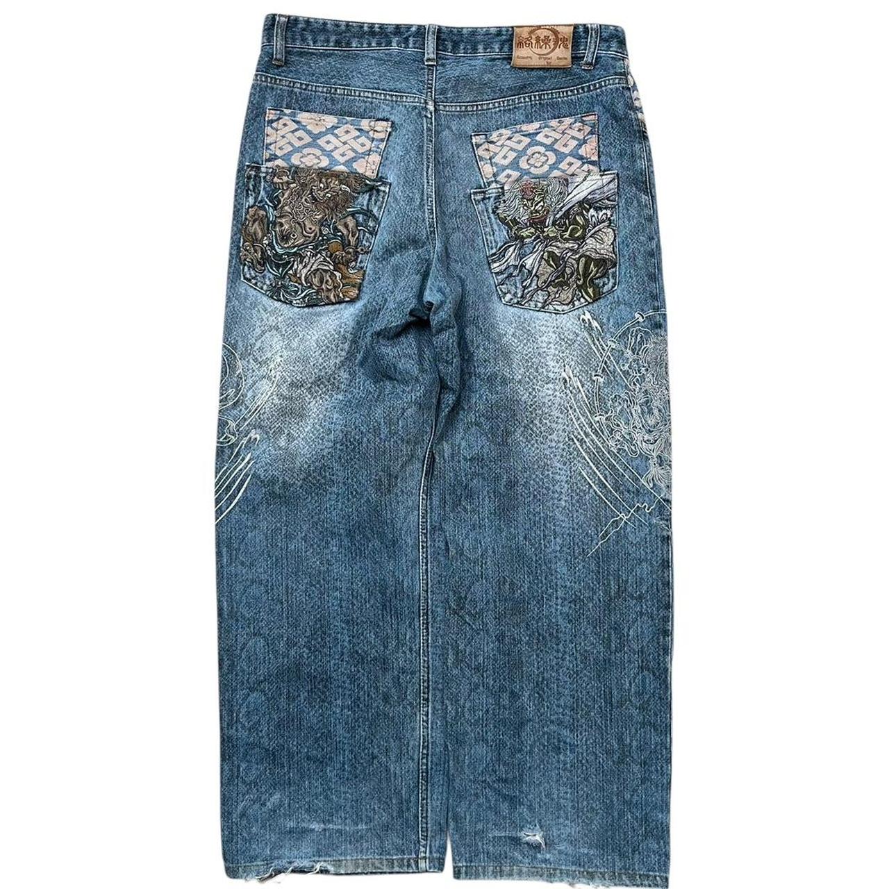 Authentic Karakuri Embroidery Koi Fish Jeans