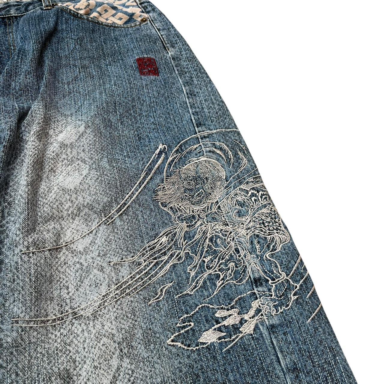 Authentic Karakuri Embroidery Koi Fish Jeans