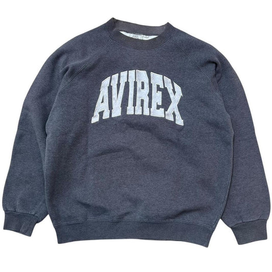 Avirex Spellout Embroidered Crewneck Grey White