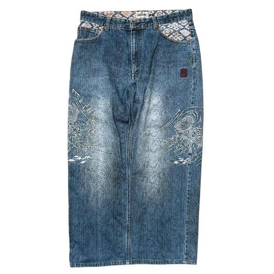 Authentic Karakuri Embroidery Koi Fish Jeans